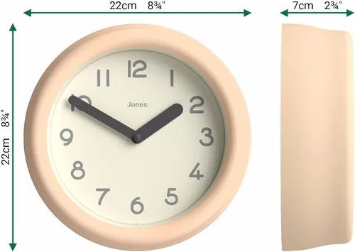Vista 3 de JONES CLOCKS® Reloj de pared Fuze Reloj redondo pequeño Beige Diseño moderno juguetón con presencia escultórica suave Ideal para cocinas
