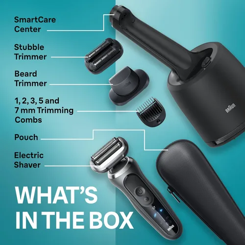 Vista 11 de Braun Series 7 - Afeitadora eléctrica para hombres, maquinilla de afeitar húmeda y seca, centro de limpieza y carga SmartCare 4 en 1, accesorio