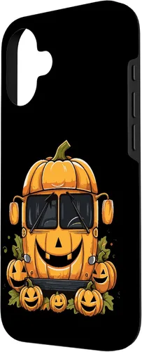 Vista 2 de iPhone 16 School Bus Pumpkin Halloween Driver Pumpkins Ride Spooky Fun Case