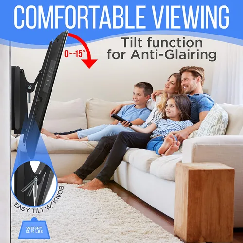 Vista 2 de Pyle Soporte de pared inclinable – Soporte de pared universal resistente para TV de pantalla plana – Monta televisores LED/LOLED y de plasma