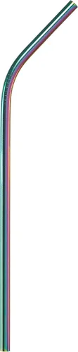 Vista 4 de GForce Rainbow - Juego de 10 unidades de acero inoxidable reutilizables y ecológicas, incluye 4 popotes rectos, 4 popotes en ángulo, 2 cepillos