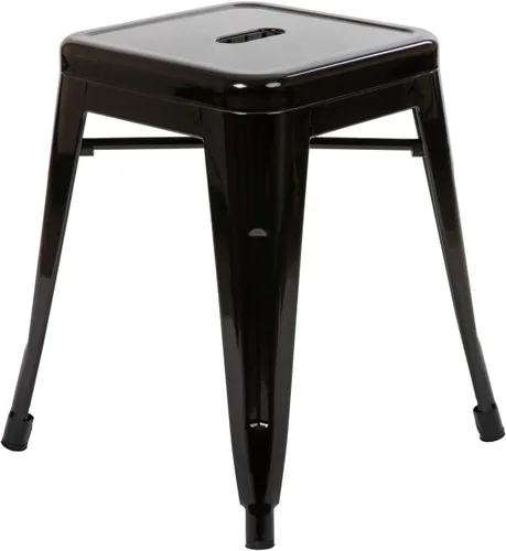 Vista 6 de Flash Furniture Silla de comedor de metal sin respaldo de 18 pulgadas Uso comercial, uso en interiores Negro