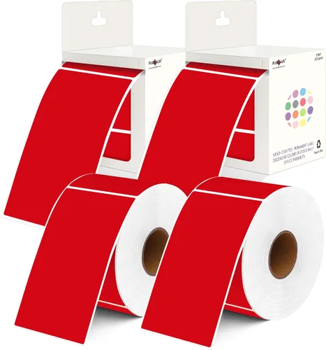 Vista 30 de PARLAIM 5 x 3 pulgadas Rectángulo de colores pegatinas de inventario, 1000 unidades de 4 rollos de etiquetas adhesivas cuadradas para cajas móviles