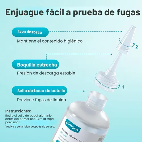 Vista 9 de Dimora Limpiador Antiséptico Portátil de Primeros Auxilios, Limpiador Antimicrobiano de Piel y Heridas de Venta Libre para Cortes, Abrasiones