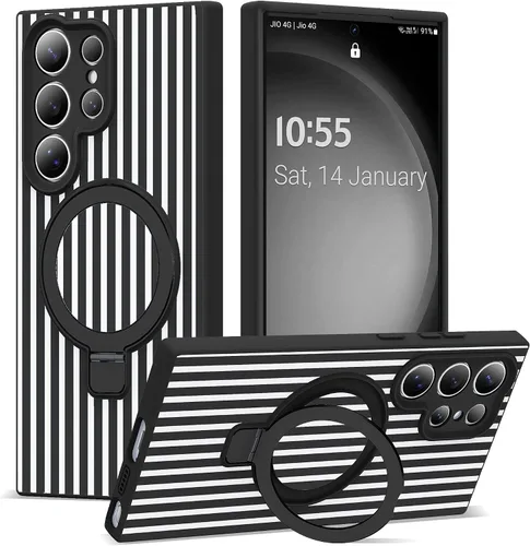 Vista 65 de SKYLMW - Funda para Samsung Galaxy S23 con soporte, 6.1 pulgadas, color negro Soporte de anillo magnético, compatible con Mag-Safe, funda