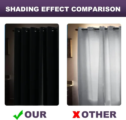 Vista 5 de MeilleMaison Cortinas opacas para dormitorio, con aislamiento térmico, oscurecimiento de habitación, cortinas insonorizadas para ventana, cortinas