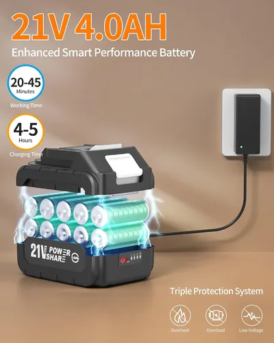 Vista 7 de Lavadora a presión inalámbrica alimentada por batería; lavadora eléctrica inalámbrica de 1200 PSI con motor sin escobillas, batería de 4.0 Ah