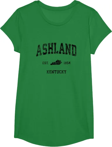 Vista 51 de Ashland Kentucky KY Vintage Sports Design Camiseta de impresión negra Asfalto
