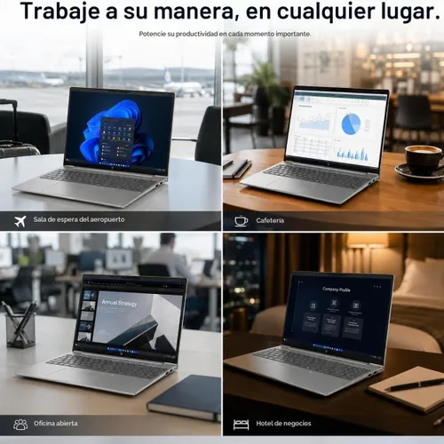 Vista 9 de Laptop HP ProBook 4 G1i, 14" FHD+, Intel Ultra 5 225U, DDR5 de 16 GB, SSD