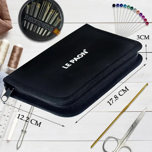Vista 4 de Kit de costura con estuche, suministros de costura portátiles para viajeros en casa, adultos, principiantes, emergencias, contiene 40 hilos