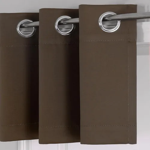 Vista 3 de SeeGlee Coffer - Cortina opaca con ojales en la parte superior, color marrón, cortinas con aislamiento térmico para cocina