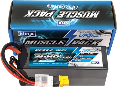 Vista 2 de NHX 4S 14.8V 7600mAh 75C Hard Case Lipo Battery Muscle Pack w/XT60 Conector