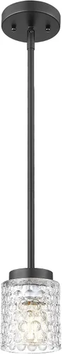Vista 15 de FEMILA Lámpara Colgante Dorada, Accesorios de Iluminación Colgante de 4", Iluminación para Isla de Cocina, Vidrio Martilleado, Base E26, 4FY86MIL BG
