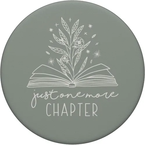 Vista 3 de Just One More Chapter - Amante de los libros florales (salvia polvorienta) PopSockets estándar PopGrip