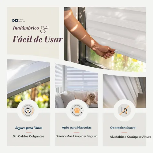 Vista 4 de CHICOLOGY - Persianas de cebra, persianas enrollables para ventanas, cortinas para ventanas, persianas enrollables para ventanas, persianas