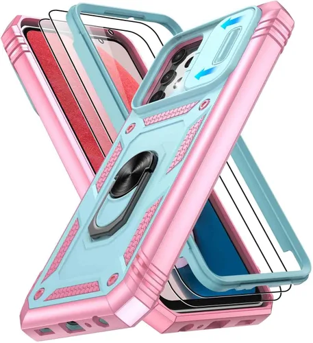 Vista 132 de Gritup Funda para Google Pixel 6 con cubierta deslizante para cámara y protector de pantalla (2 unidades), soporte de anillo giratorio 360°, funda