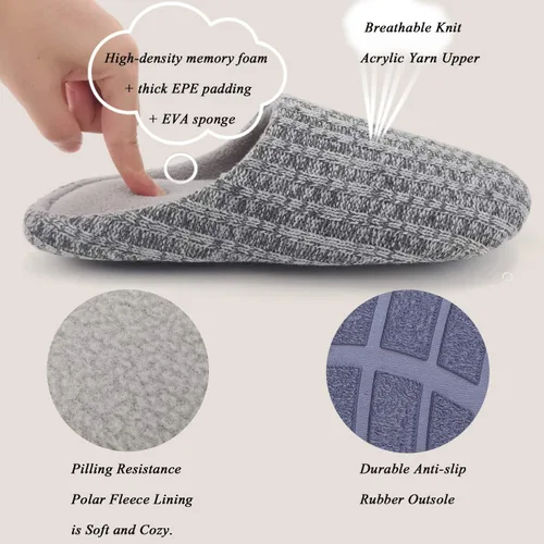 Vista 4 de ofoot Pantuflas de casa de espuma viscoelástica de algodón lavable para mujer, para el hogar, para interiores, para dormitorio, ligeras