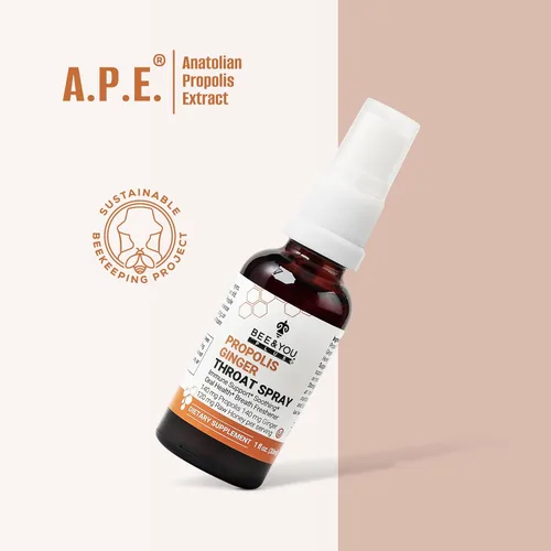 Vista 5 de Bee and You Propolis Ginger Raw Honey Spray calmante para la garganta, ultra puro, suplemento de apoyo inmunológico, salud bucal, antioxidantes