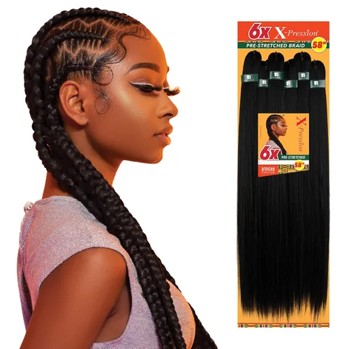 Vista 2 de Sensationnel X-pression - Trenza preestirada para trenzado - 6 piezas de trenza de 58 pulgadas, todo kanekalon retardante de llama sintético para 27