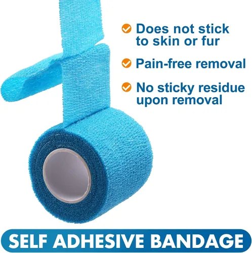 Vista 4 de Lotfancy 10 rollos de envoltura veterinaria autoadhesiva, vendaje cohesivo de 2 pulgadas para el cuidado de heridas, cinta elástica para mascotas
