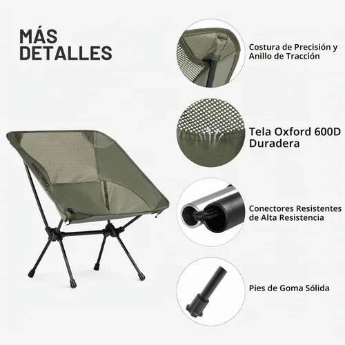 Vista 6 de CAMEL CROWN Silla de camping resistente para mochileros, silla plegable ultraligera con bolsa de transporte, portátil compacta para exteriores
