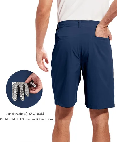 Vista 2 de Boyzn Pantalones cortos de golf con entrepierna de 9 pulgadas para hombre, pantalones cortos de vestir casuales para el trabajo, pantalones cortos