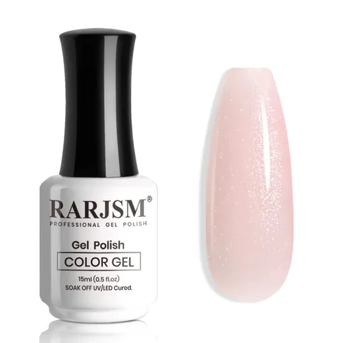 Vista 57 de RARJSM Esmalte de uñas en gel color albaricoque, dorado con brillantina, neutro, transparente, color nude, esmalte de gel para remojar para remojar