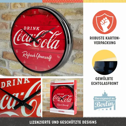 Vista 3 de Nostalgic-Art 51074 Coca-Cola - Logo Red Refresh Yourself, Reloj de Pared 12.2 in