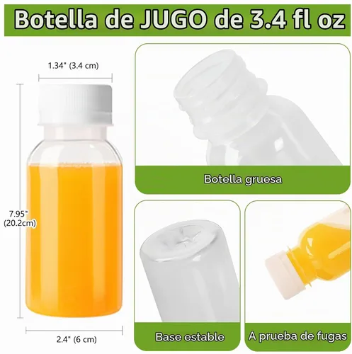 Vista 2 de zmybcpack Paquete de 24 botellas de jugo de plástico de 3.4 fl oz con tapas