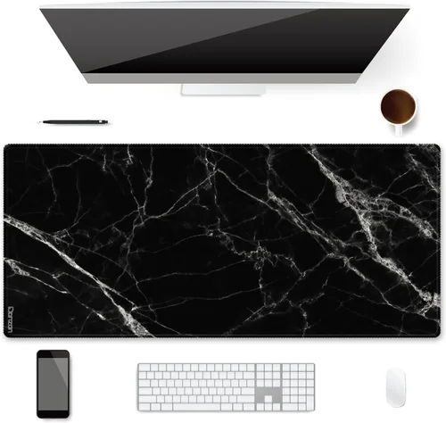 Vista 8 de Protector de escritorio de oficina impermeable XXL de 35.4 x 15.7 pulgadas, alfombrilla de mouse extendida para juegos con base de goma A-Negro