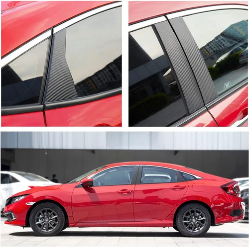 Vista 5 de TOMALL Calcomanías de vinilo para poste de ventana de automóvil, compatibles con Honda Civic de 10ª generación 2016-2021, calcomanías de columna