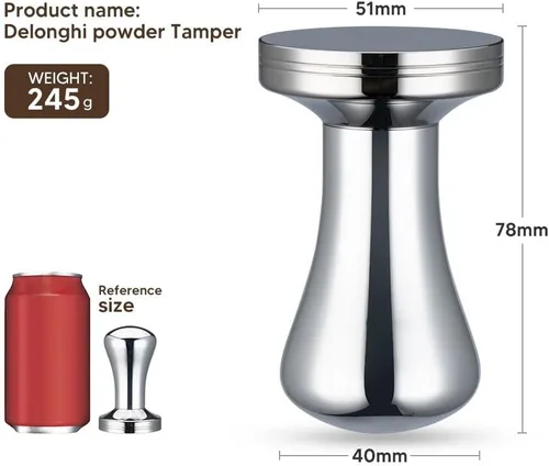 Vista 2 de Café expreso Tamper 2.008 in Acero Inoxidable Barista Espresso Base Café Grano Prensa