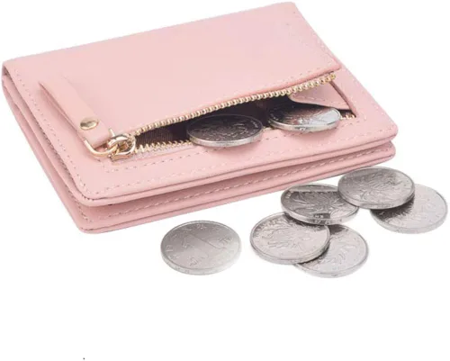 Vista 3 de AnnabelZ Billetera pequeña de cuero plegable para mujer, mini monedero corto