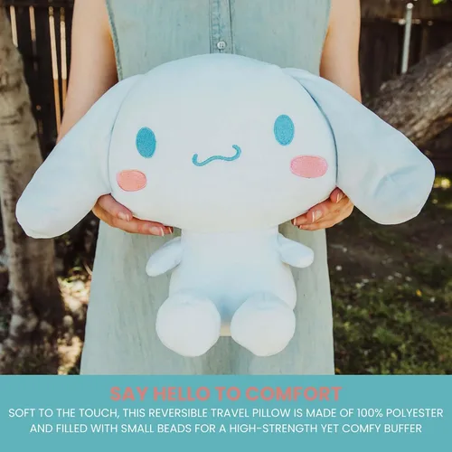 Vista 3 de Sanrio Cinnamoroll - Almohada cervical reversible y felpa para adultos, esenciales de viaje para un apoyo extra cómodo en aviones, automóviles