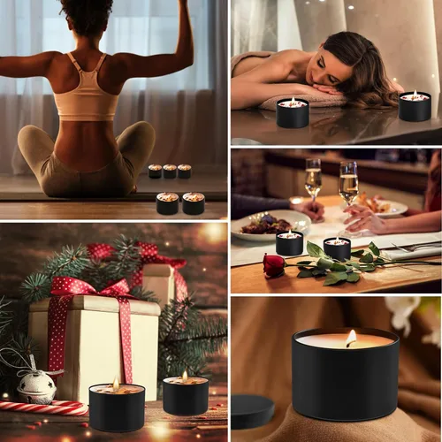 Vista 9 de YJHSS Paquete de 12 tarros para velas, latas de vela de 4 onzas con tapas, tarros de vela de metal vacíos para hacer velas, contenedores para velas