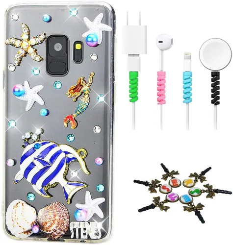 Vista 23 de Sparkle Funda compatible con Samsung Galaxy J2 Prime – Elegante funda 3D hecha a mano con diseño de libélula y diamantes de imitación con protector