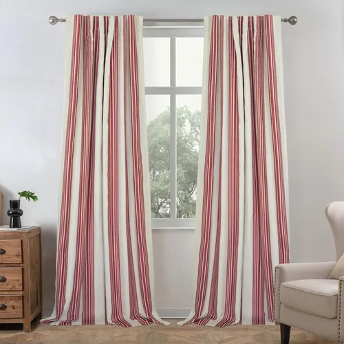 Vista 51 de DriftAway Chris Linen - Cortinas opacas con capa térmica y reductora de sonido, 63 pulgadas de largo para dormitorio, cortinas estampadas a rayas