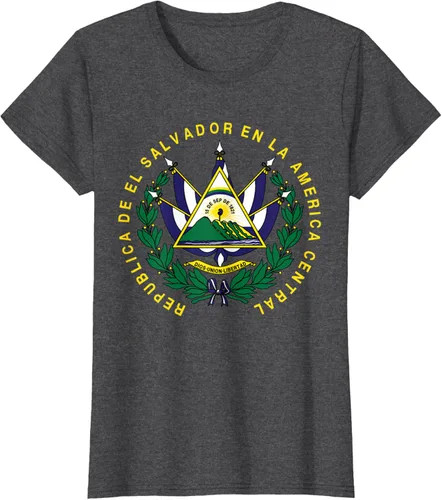 Vista 5 de amdesco Salvador Camisa, salvadoran Escudo de armas playera, mujer L, Blanco