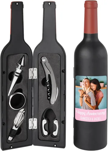 Vista 9 de Let's Make Memories Juego de herramientas de vino personalizado de 5 piezas, abrebotellas de vino, accesorio de barra