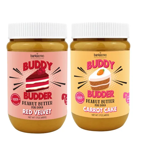 Vista 5 de BUDDY BUDDER Birthday Bash, mantequilla de maní 100 % natural para perros, golosina saludable de mantequilla de maní para perros, fabricada