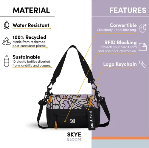 Vista 92 de Sherpani Skye - Bolso cruzado pequeño, de nailon, ligero, para mujer, con protección RFID