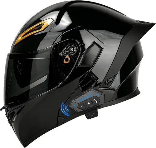 Vista 8 de Casco Modular de Motocicleta Bluetooth Aprobado DOT/ECE de Cara Completa Abatible Anti-Empañamiento Doble Visera Casco con Altavoz Dual Incorporado