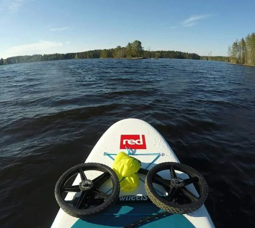 Vista 9 de SUP Wheels Evolution X Transportador extra ancho Porta tabla inflable y remolque de bicicleta