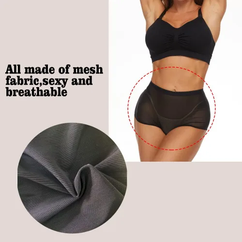 Vista 4 de NINGMI Bragas de control acolchadas con levantamiento de glúteos para mujer, ropa interior para mejorar la cadera 1-negro9306