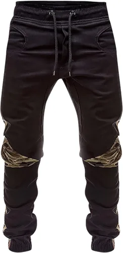 Vista 6 de Pantalones deportivos casuales elásticos para hombre, pantalones deportivos sólidos holgados bolsillos pantalones hojas Slim Black Series 3D