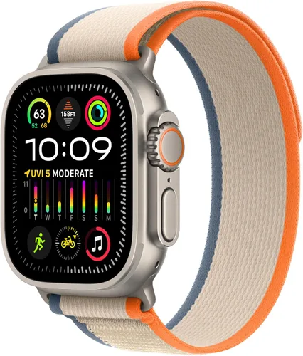 Vista 11 de Apple Watch Ultra 2 [GPS + Celular 49mm] Smartwatch con caja de titanio resistente y correa Blue/Black Trail Loop S/M. Rastreador de fitness