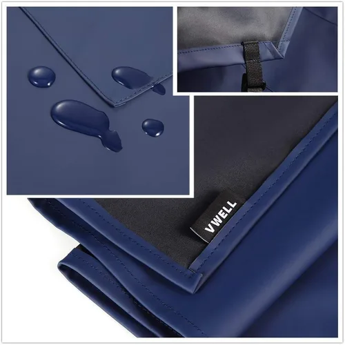 Vista 2 de Delantal de PVC impermeable, 41.5 '' de largo, azul, unisex adulto, delantal de trabajo de cocina Delantal industrial químico ligero de 41.5 "para