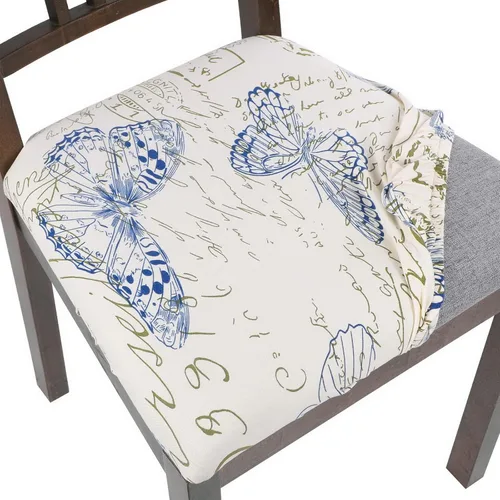 Vista 18 de SearchI Juego de 2 fundas de asiento para sillas de comedor, fundas de asiento elásticas con estampado, extraíbles y lavables, fundas de cojín