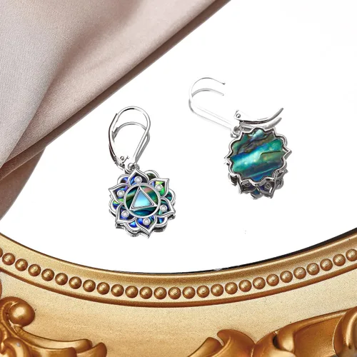 Vista 4 de Aretes de Loto Plata de Ley Aretes Colgantes de Gota de Flor de Loto Joyería de Yoga Regalos para Mujeres