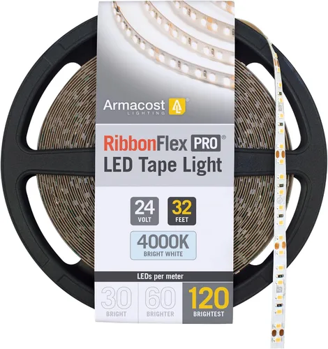 Vista 23 de Armacost Lighting RibbonFlex Pro 136230 - Tira de luces LED blancas de 24 V, 120 LED/m, 2700K, 16.4 pies